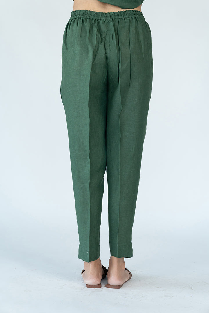 Linen Cotton Pant- Jade Green