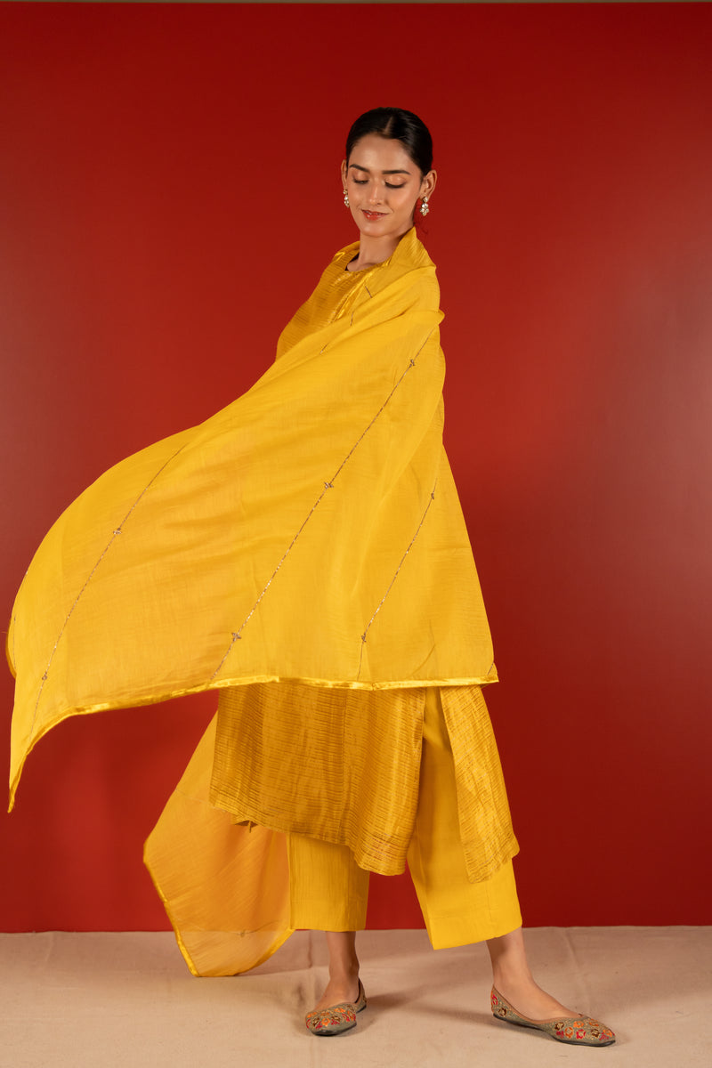 Chanderi Dupatta - Yellow