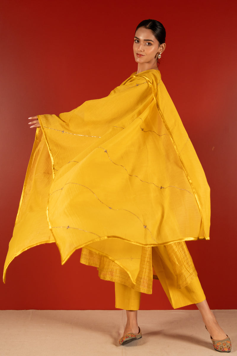Chanderi Dupatta - Yellow