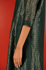 Silver Zari Chanderi Kurta - Green