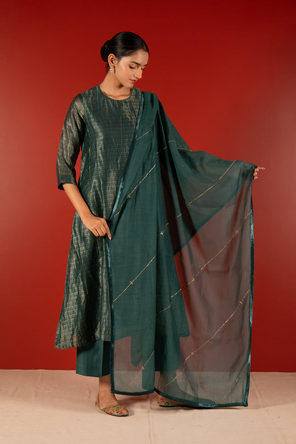 Chanderi Dupatta - Green