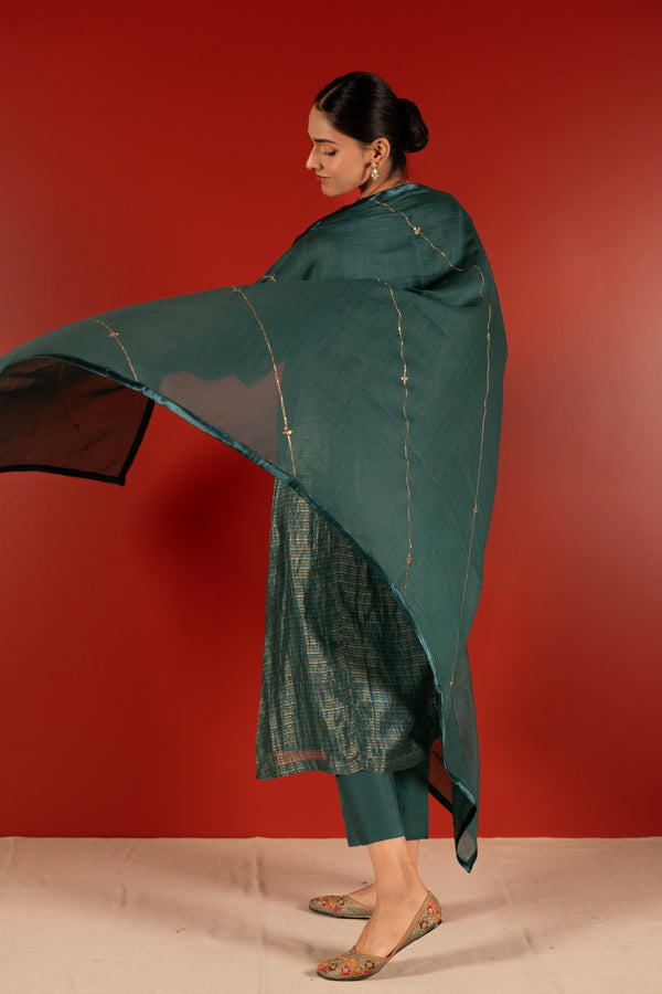 Chanderi Dupatta - Green