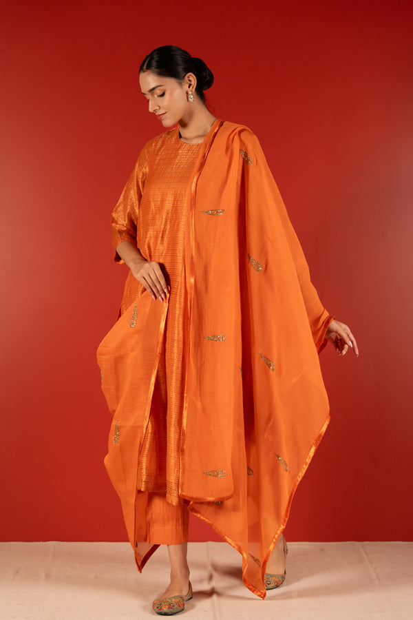 Chanderi Dupatta - Orange