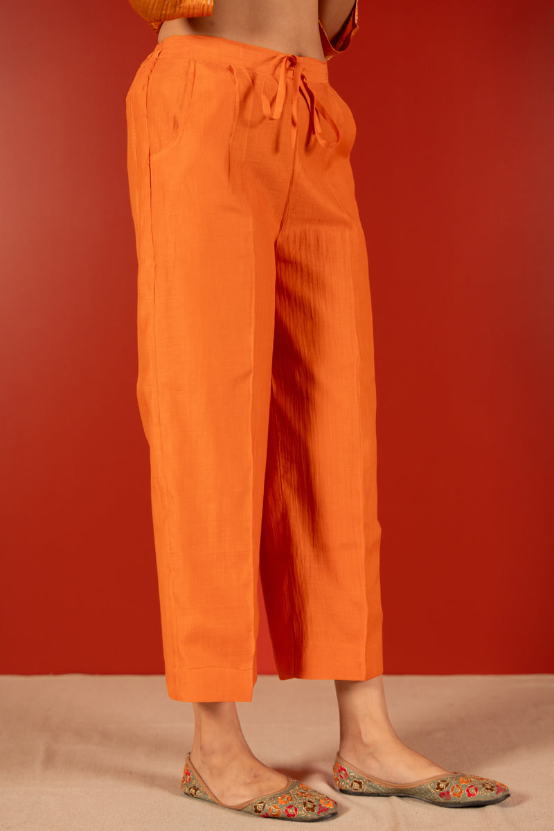 Chanderi Parallel - Orange