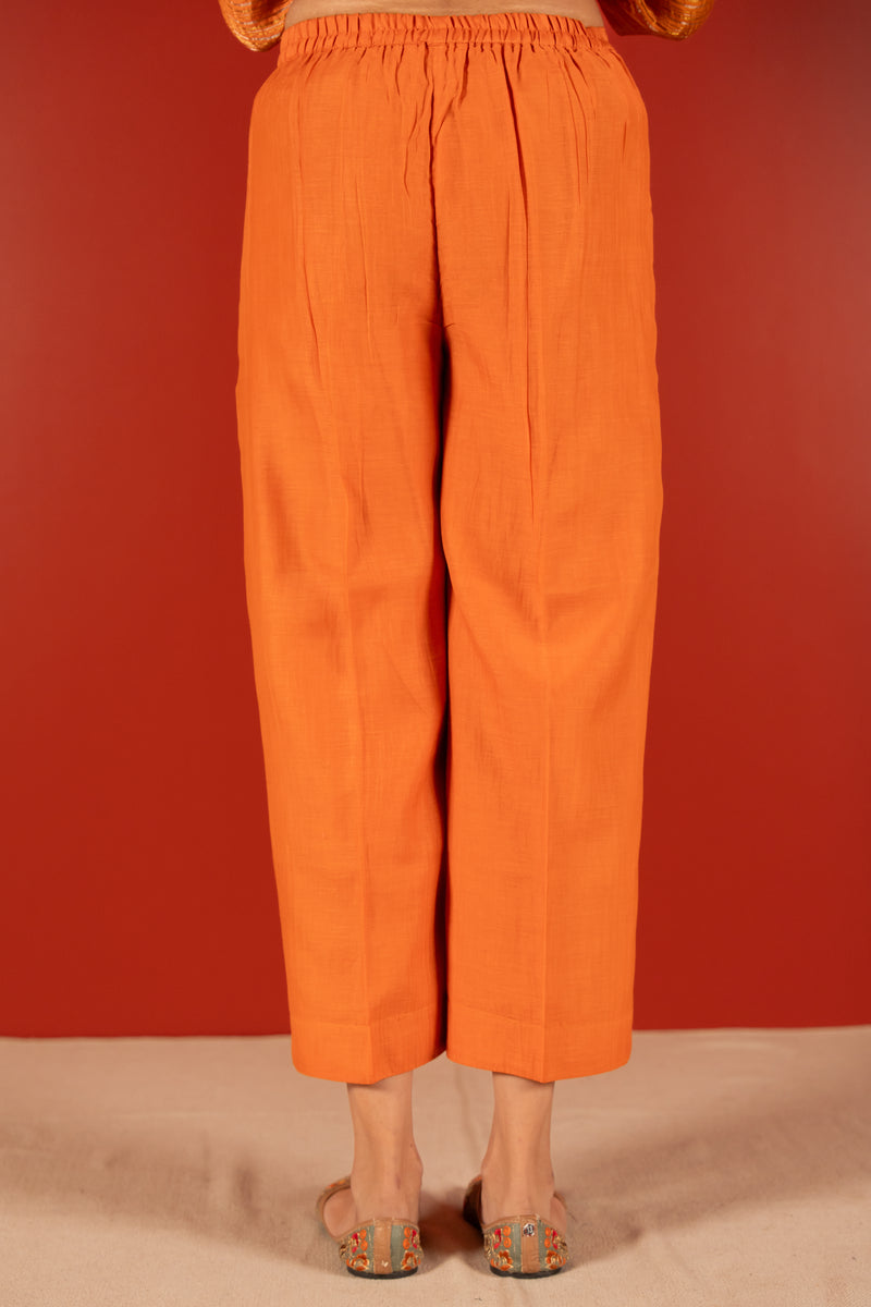 Chanderi Parallel - Orange