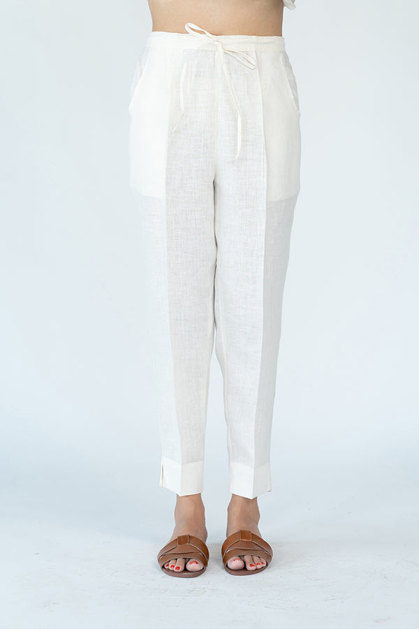 Linen Cotton Pant - White