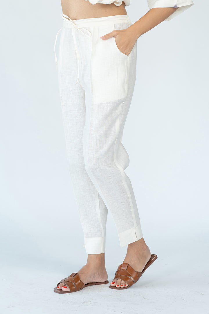 Linen Cotton Pant - White
