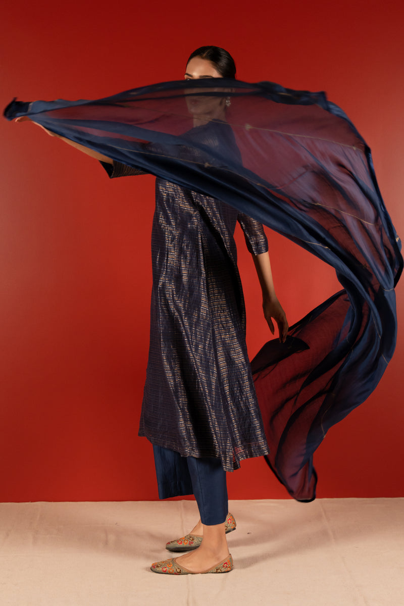 Chanderi Dupatta - Blue
