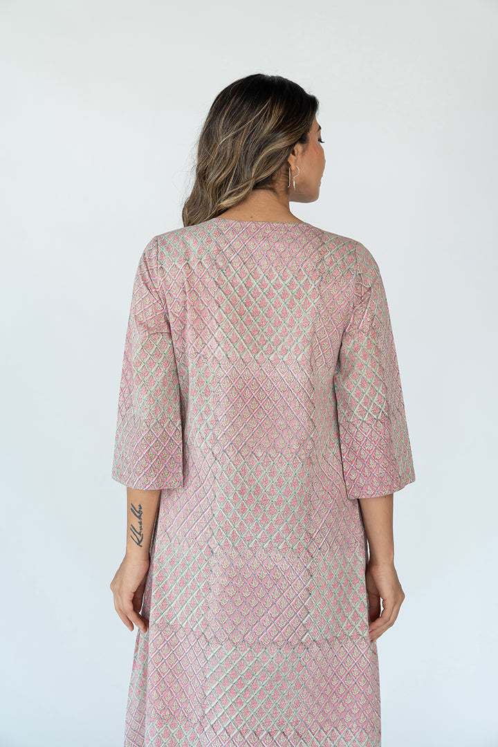 Cotton Hand Block Printed Kurta - Pink