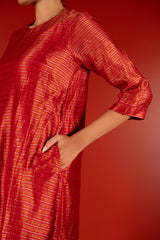 Silver Zari Chanderi Kurta - Maroon