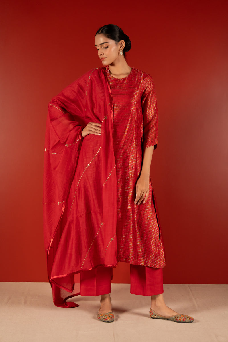 Chanderi Dupatta - Maroon