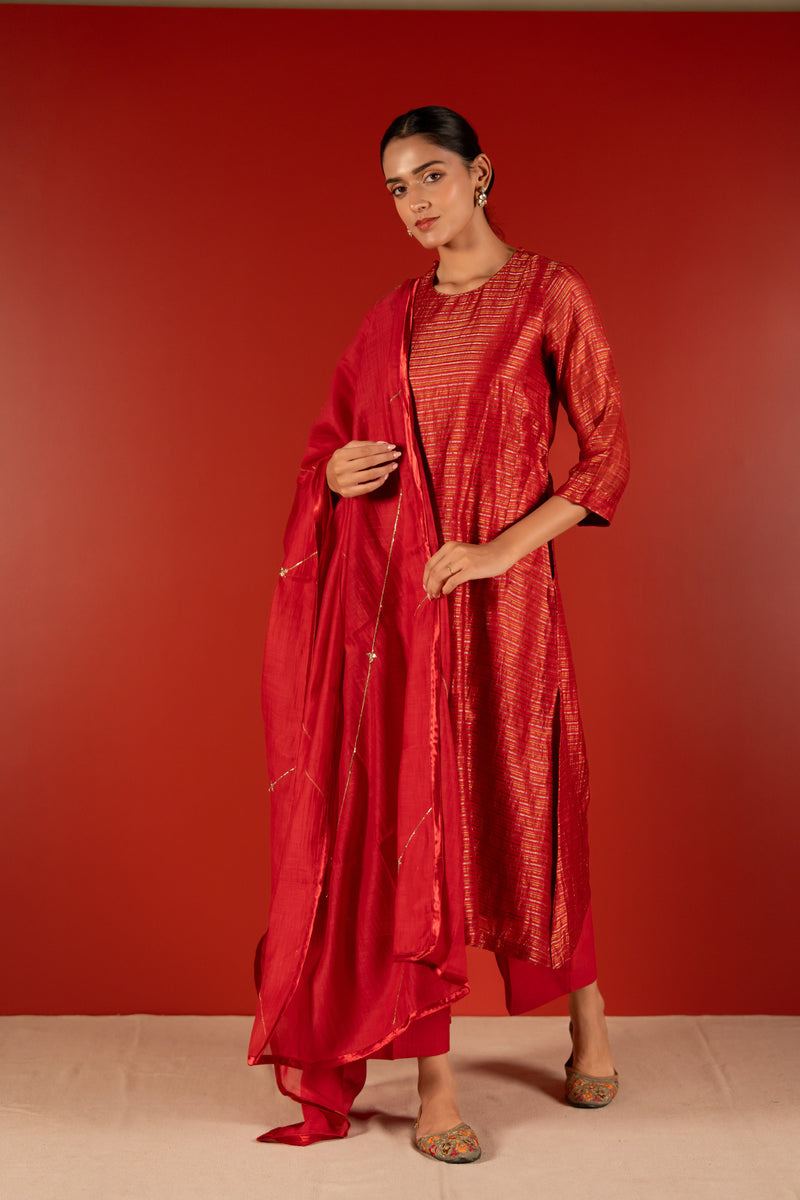 Chanderi Dupatta - Maroon