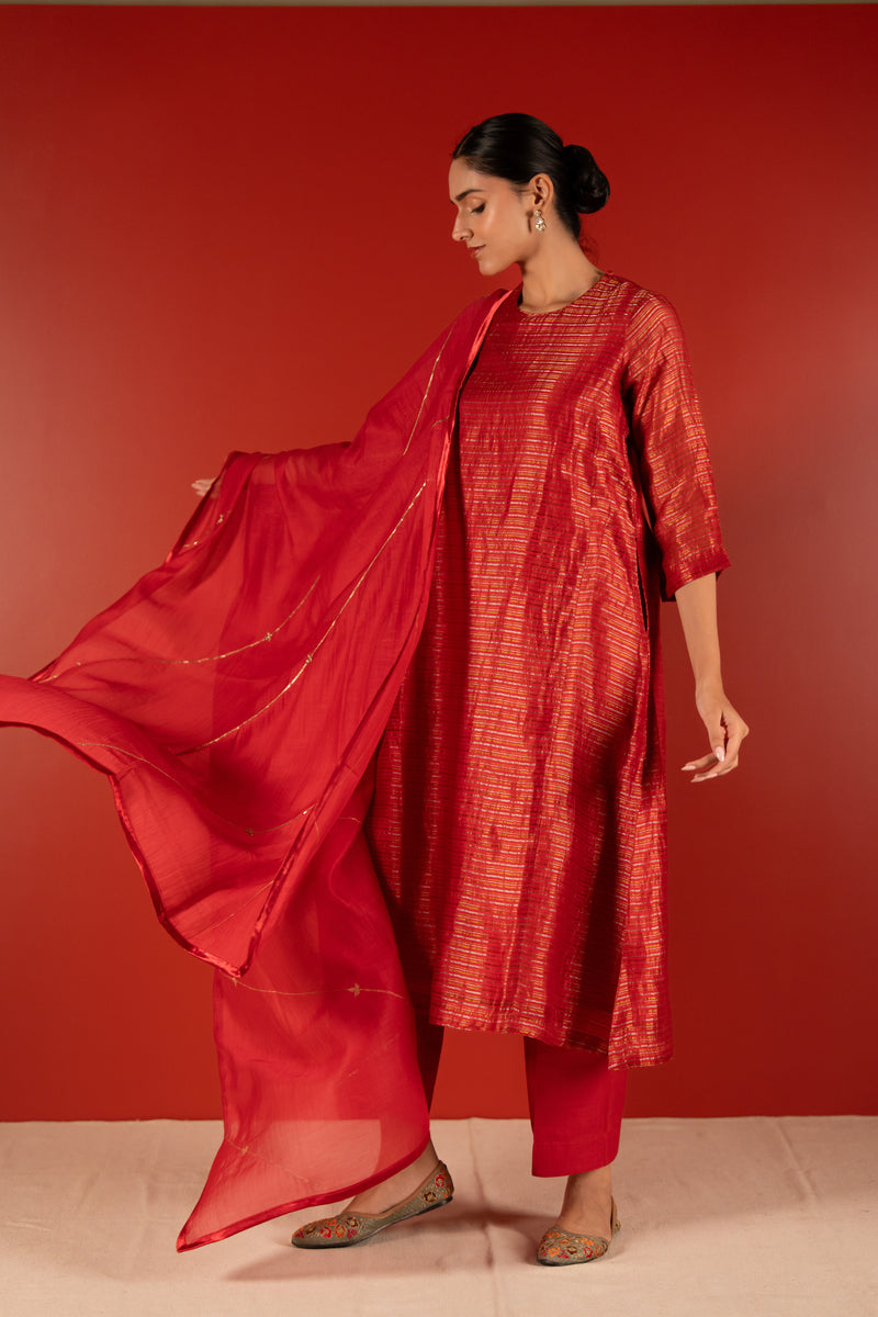 Chanderi Dupatta - Maroon