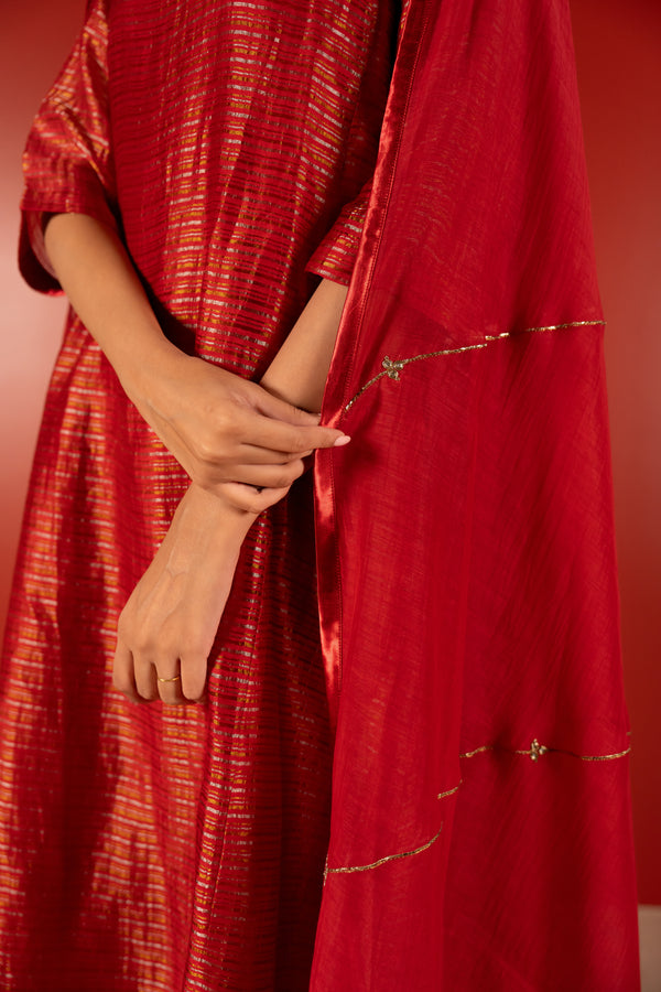 Chanderi Dupatta - Maroon