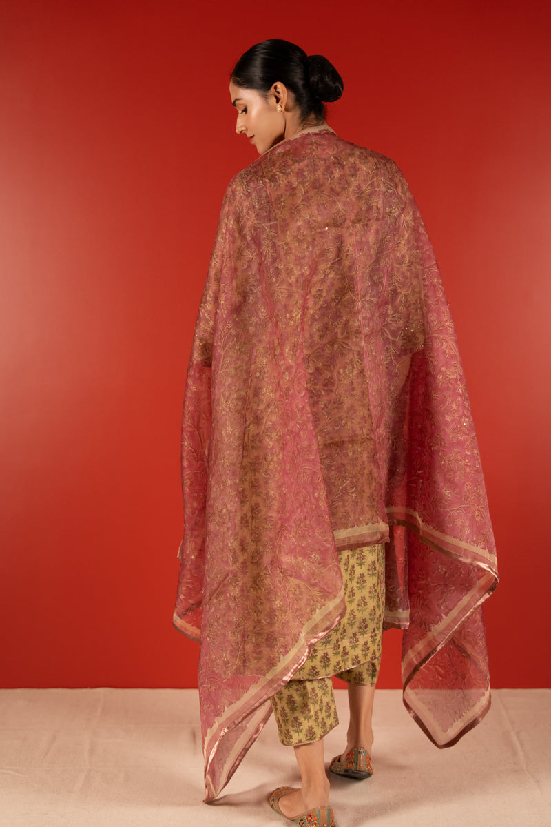Organza Dupatta - Pink