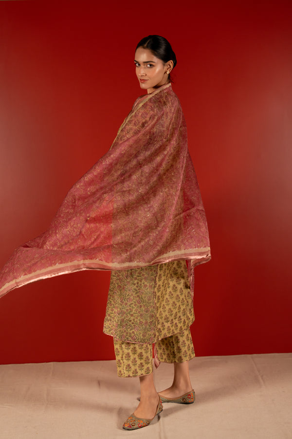 Organza Dupatta - Pink