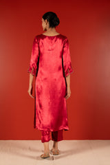 Mashru Hand Work Kurta - Pink