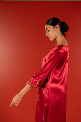 Mashru Hand Work Kurta - Pink
