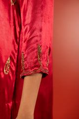 Mashru Hand Work Kurta - Pink