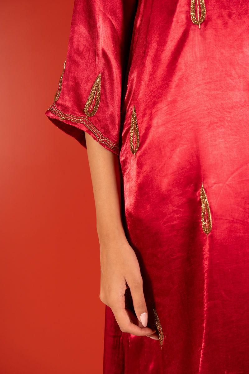 Mashru Hand Work Kurta - Pink