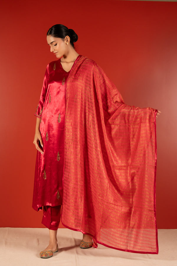 Chanderi Dupatta - Pink