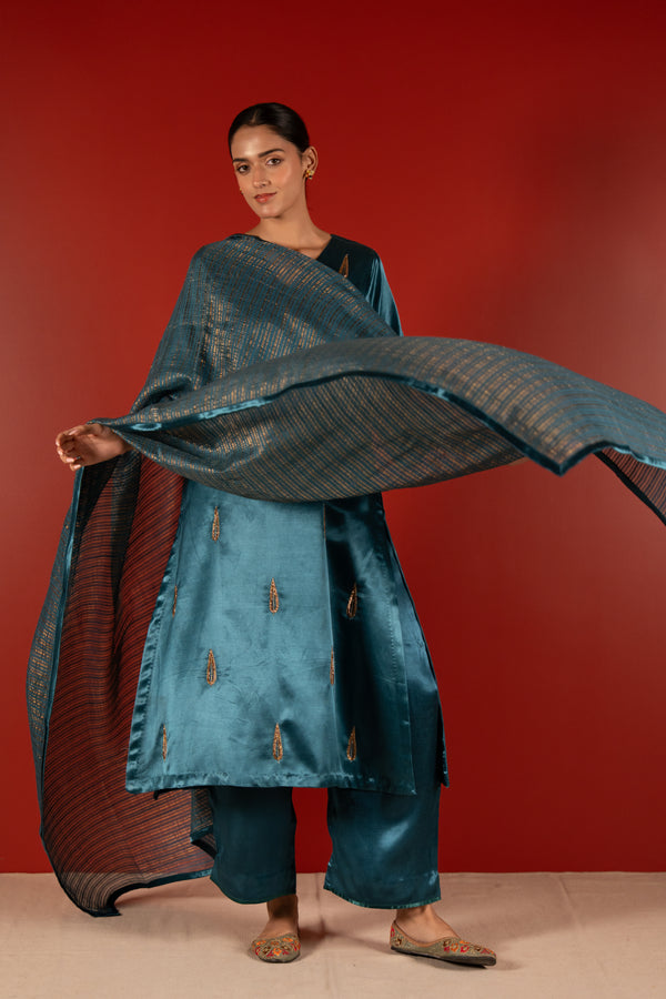 Chanderi Dupatta - Blue