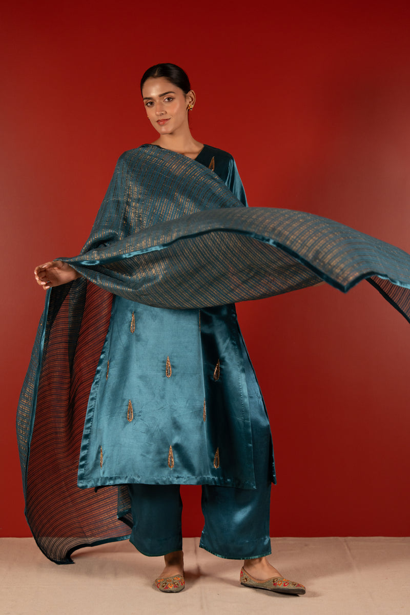 Chanderi Dupatta - Blue
