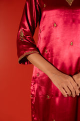 Mashru Hand Work Kurta - Pink