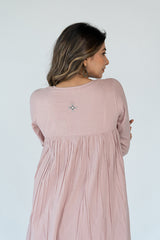 Cotton Hand Embroidered Dress - Onion Pink