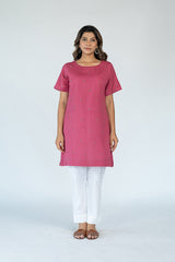 Cotton Hand Embroidered Dress - Pink
