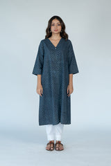 Cotton Hand Block Printed Kurta - Black