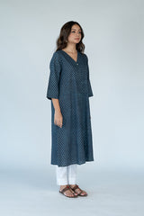 Cotton Hand Block Printed Kurta - Black