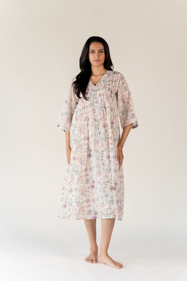 Cotton Hand Block Printed Kurta - White