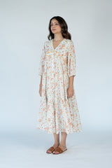 Cotton Hand Block Printed Dress- White