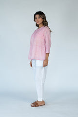 Cotton Hand Block Printed Top - Pink