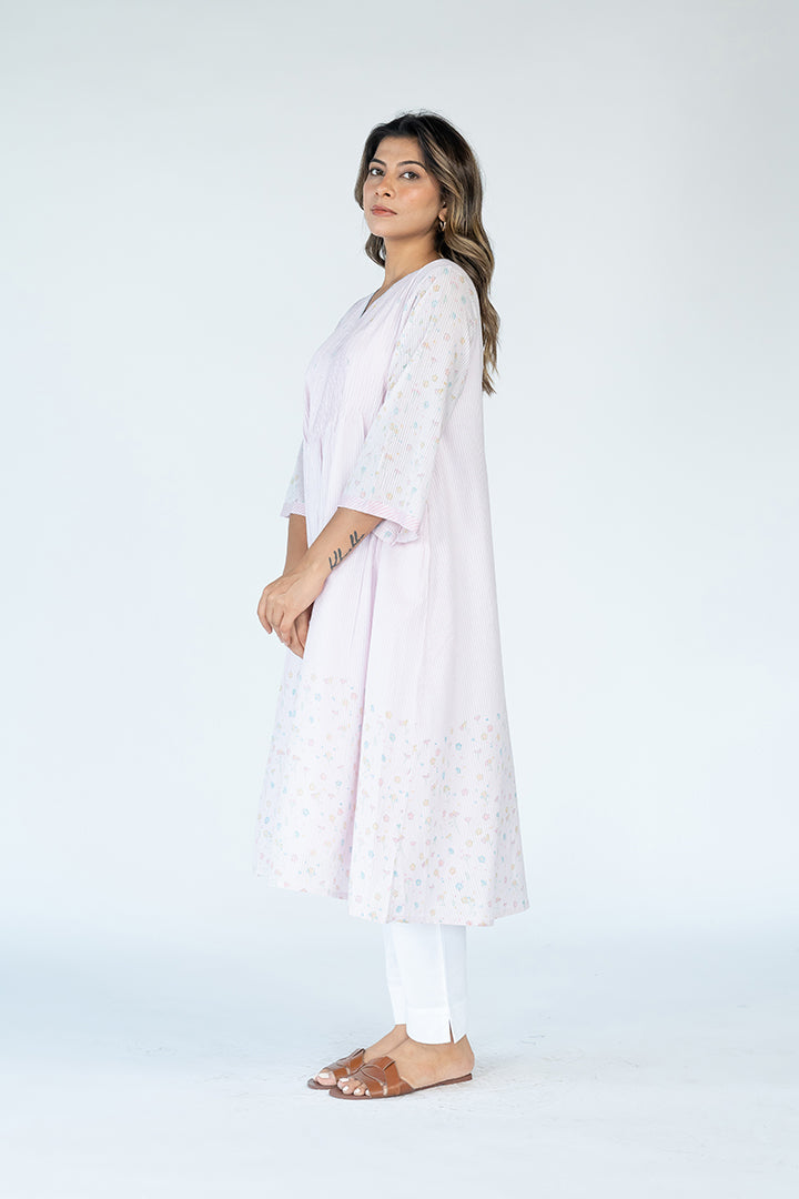 Cotton Hand Block Printed Dress - Pink