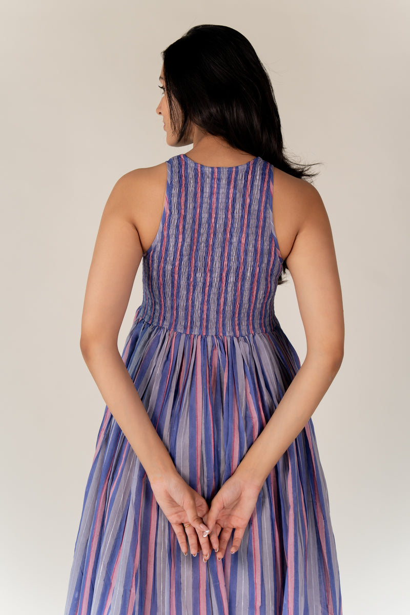 Cotton Hand Block Printed Dress - Purple