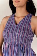 Cotton Hand Block Printed Dress - Purple