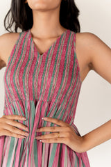 Cotton Hand Block Printed Dress - Pink