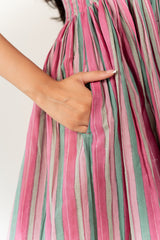 Cotton Hand Block Printed Dress - Pink