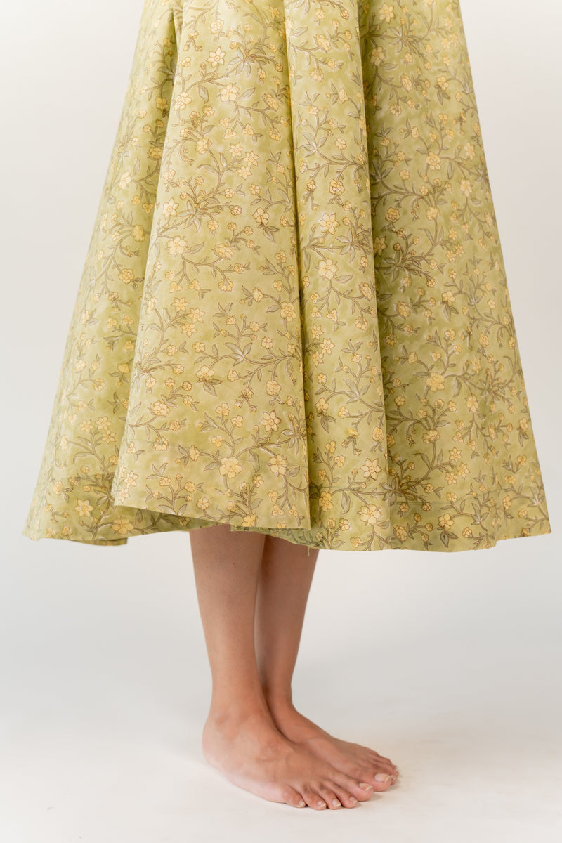 Cotton Hand Block Printed Dress - Green
