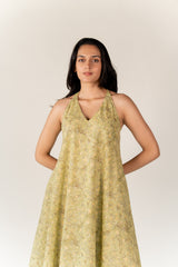Cotton Hand Block Printed Dress - Green