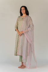 Cotton Kota Doria Dupatta - Green