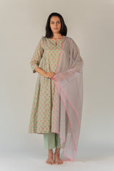 Cotton Kota Doria Dupatta - Green
