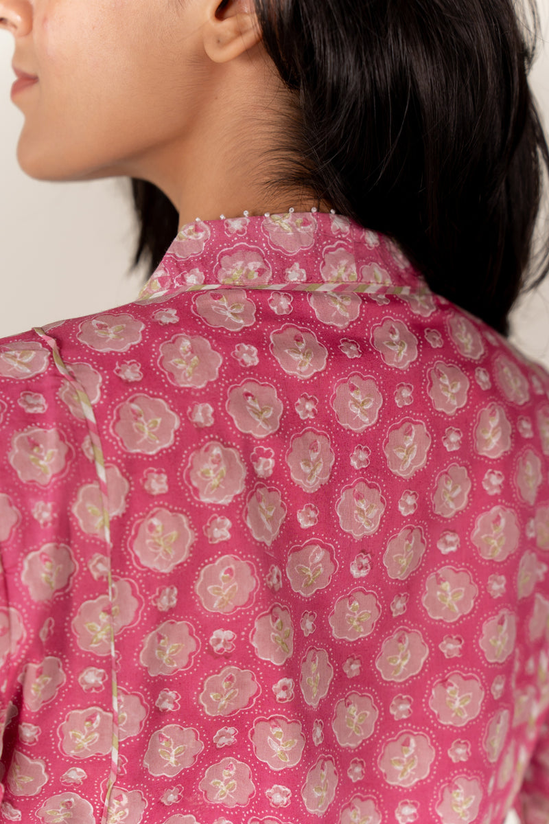 Cotton Hand Block Printed Kurta - Pink