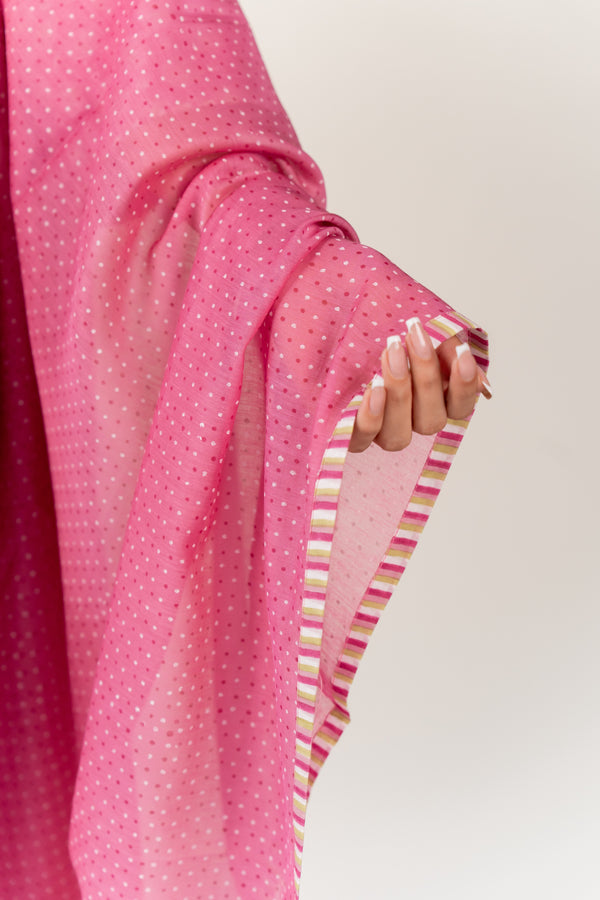 Chanderi Hand Block Printed Dupatta - Pink