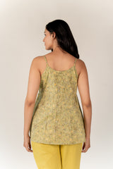 Cotton Hand Block Printed Top - Green