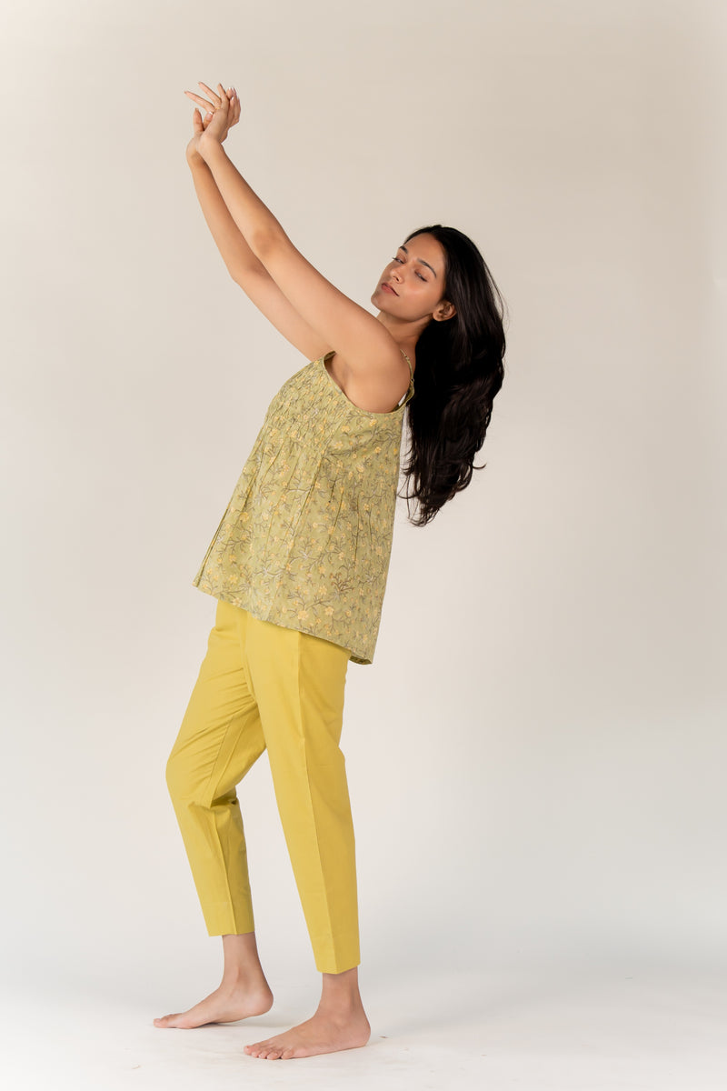 Cotton Hand Block Printed Top - Green