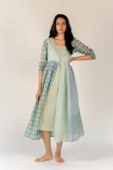 Cotton Hand Block Printed Dress - Blue