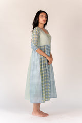Cotton Hand Block Printed Dress - Blue